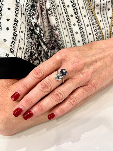 Bague BAGUE TOI ET MOI FLEURS SAPHIRS ET DIAMANTS 58 Facettes 051111