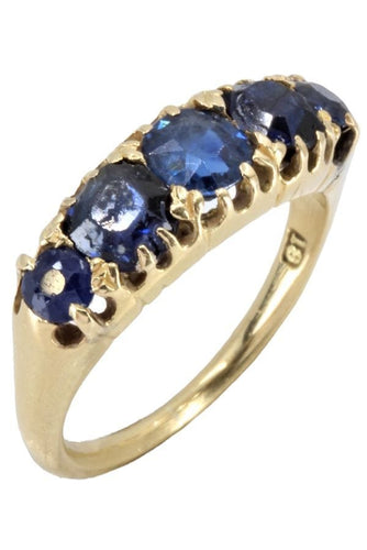 Bague BAGUE ANCIENNE JARRETIÈRE SAPHIRS 58 Facettes 055321
