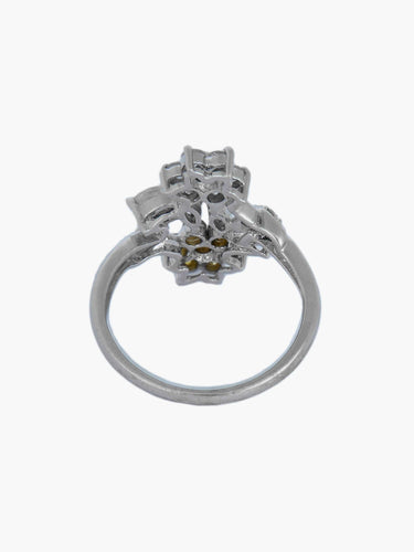 Bague Bague Toi & Moi fleurs diamants blancs et jaunes 58 Facettes
