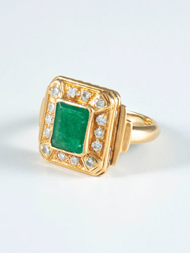 Bague 55 Bague Emeraude et Diamants 58 Facettes