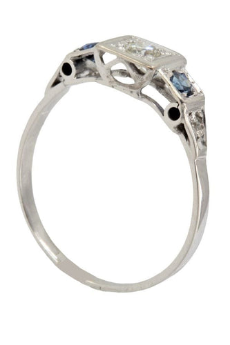 Bague BAGUE ART-DÉCO SAPHIRS ET DIAMANTS 58 Facettes 042051