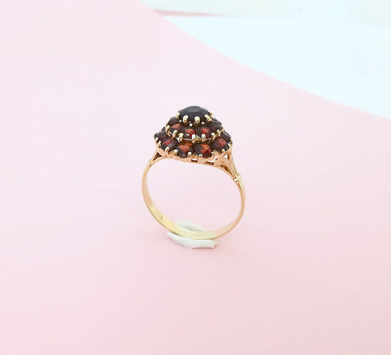 Bague 54.5 Bague Fleur Grenats Or Jaune 58 Facettes AA 1485