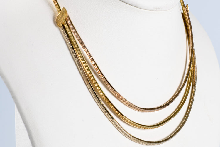 Collier Collier trois rangs trois ors 750 entièrement ciselé 58 Facettes BA2173-37-101