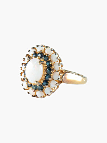 Bague 52 Bague fleur Opale et Onyx 58 Facettes