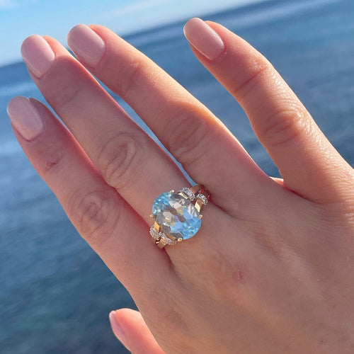 Bague Bague Aigue-Marine "Eau de Mer" 58 Facettes