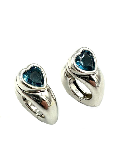 Boucles d'oreilles PIAGET. Boucles d’oreilles or blanc et topazes 58 Facettes