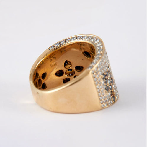 Bague 51 Bague large pavage Diamants Saphirs 58 Facettes