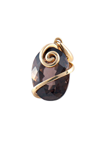 Pendentif Pendentif Or Jaune Quartz Fumé 58 Facettes