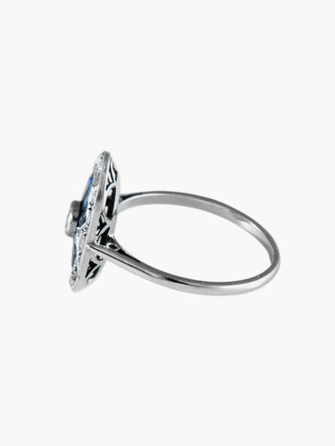 Bague Bague Art Déco Or Platine Saphirs Diamants 58 Facettes