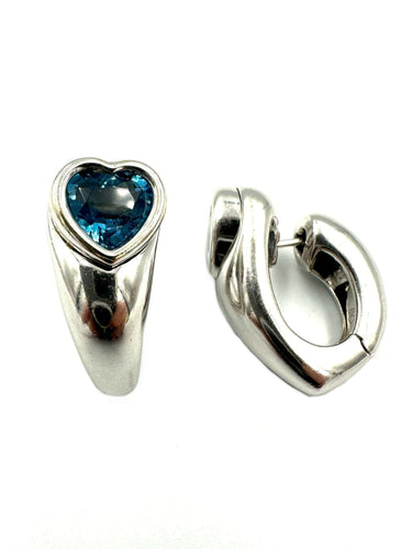 Boucles d'oreilles PIAGET. Boucles d’oreilles or blanc et topazes 58 Facettes