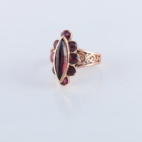 Bague 58 Bague Marquise grenats de Perpignan, fin XIXème 58 Facettes