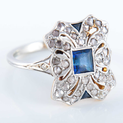 Bague 52 Bague Art Déco Saphir Or Blanc 58 Facettes
