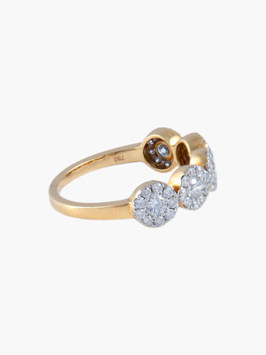 Bague Demi Alliance Fleurs Or jaune diamants 58 Facettes
