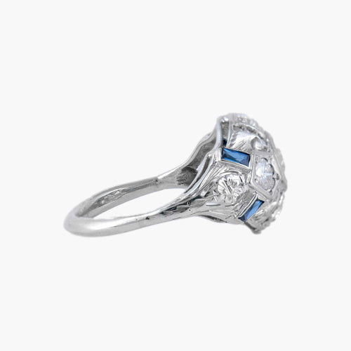 Bague 53 Bague ancienne en or blanc et diamants 58 Facettes P6L11