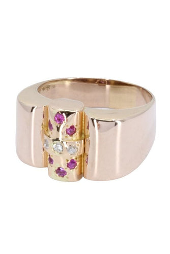 Bague 61 BAGUE TANK RUBIS ET DIAMANTS 58 Facettes 057931