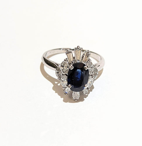 Bague Bague marquise saphir et diamants baguettes 58 Facettes