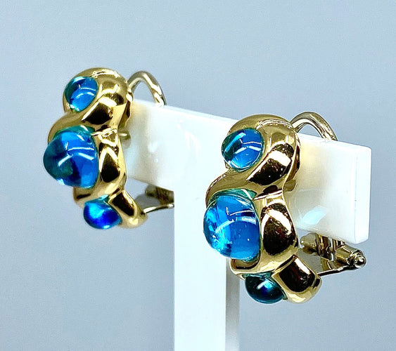 Boucles d'oreilles Boucles d’oreilles Topazes cabochons 58 Facettes AB234