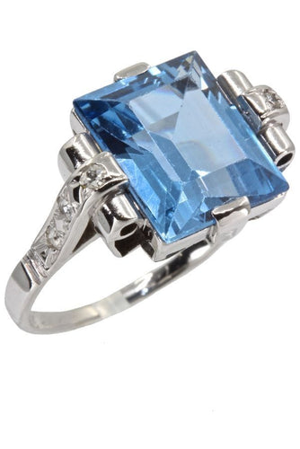 Bague 55 BAGUE TOPAZE ET DIAMANTS ART-DÉCO 58 Facettes 039131