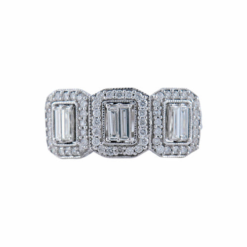 Bague Bague Or Blanc baguettes de diamants 58 Facettes