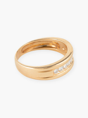 Bague 53 Demi-Alliance or jaune et diamants 58 Facettes