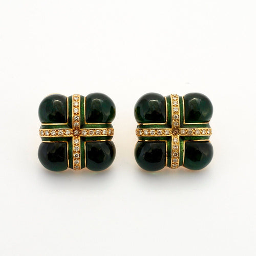 Boucles d'oreilles Boucles d'oreilles trèfle Tourmalines vertes Diamants 58 Facettes