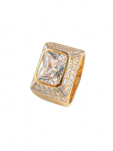 Bague Bague Chevalière Saphir blanc et Diamants 58 Facettes