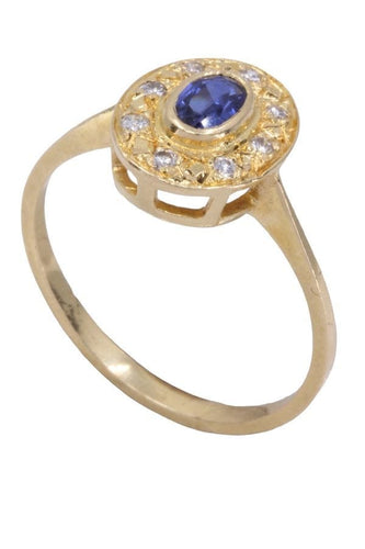 Bague 54 Bague marguerite saphir et diamants 58 Facettes 079361