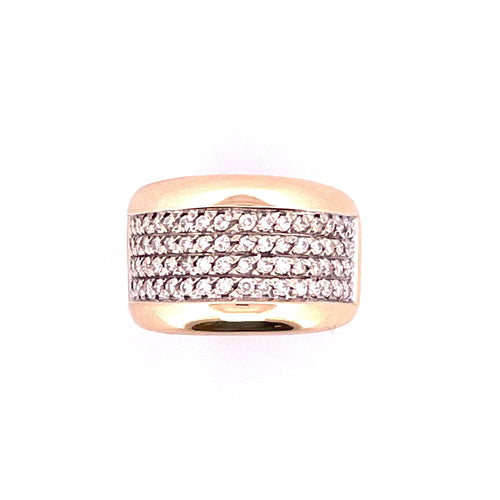 Bague Bague en or jaune 18 carats et pavage diamants 58 Facettes