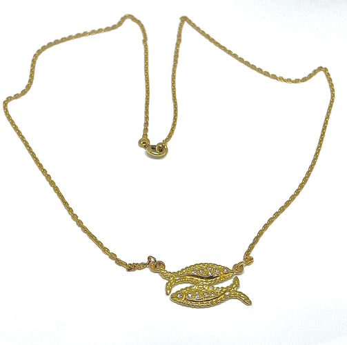 Collier Collier poissons tête à queue en or 18 carats et diamants 58 Facettes