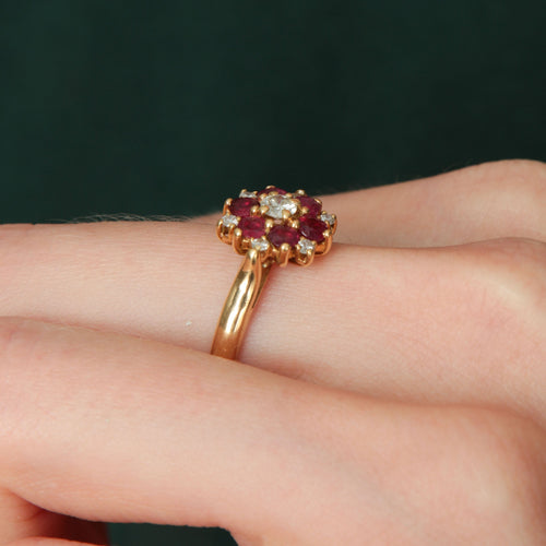 Bague 55 Bague Marguerite diamants et rubis 58 Facettes P6L12