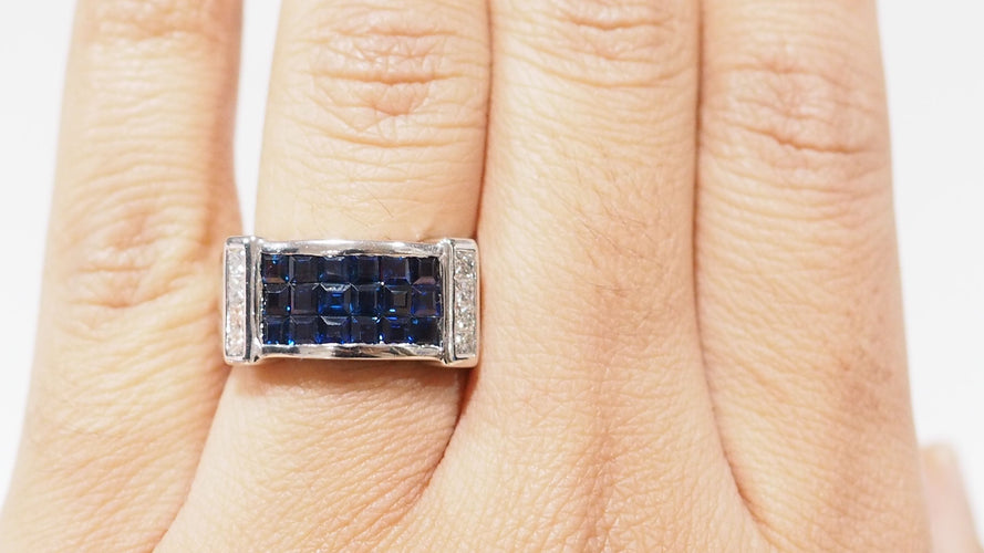 Bague 55 Bague bandeau saphirs diamants 58 Facettes 32390