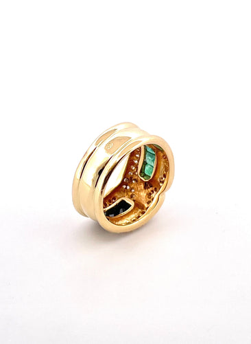 Bague 53 Bague émeraudes , saphirs, diamants 58 Facettes