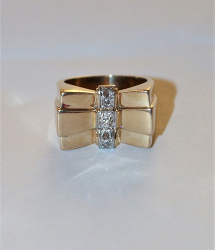 Bague 54 Bague Tank Or Jaune Diamants modèle Noeud 58 Facettes 487