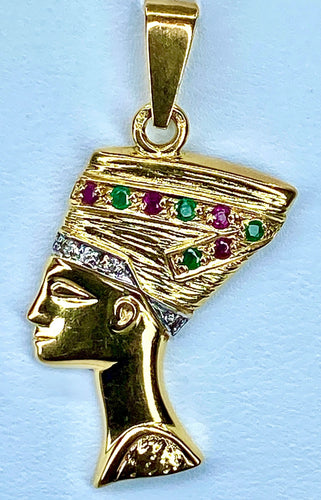 Pendentif Pendentif "profil égyptien" Rubis Emeraudes Diamants 58 Facettes AB187