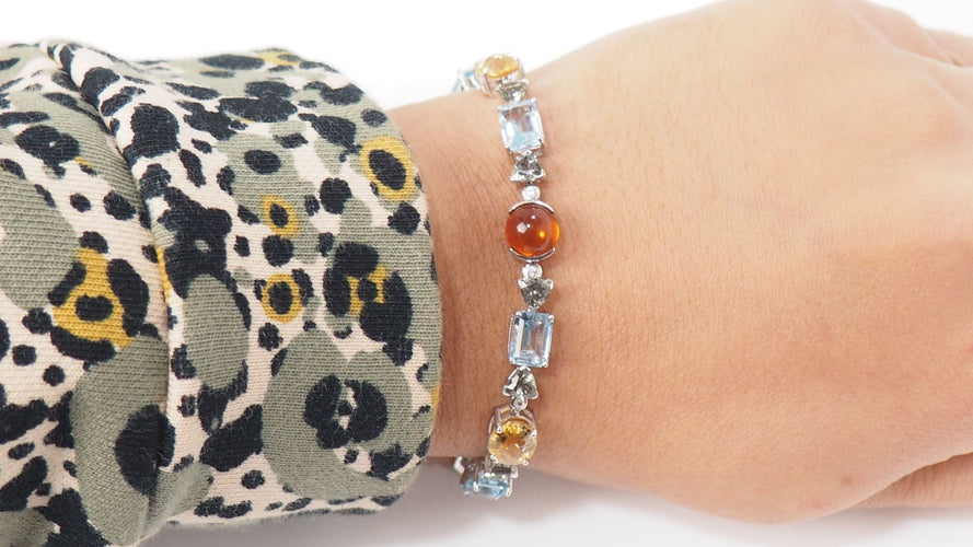 Bracelet Bracelet en or blanc et pierres fines 58 Facettes 31746