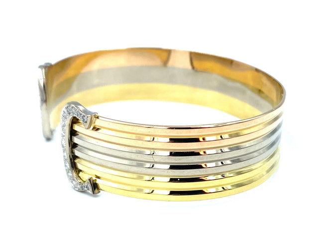 Bracelet CARTIER. Collection Double C, bracelet 3 ors et diamants 58 Facettes