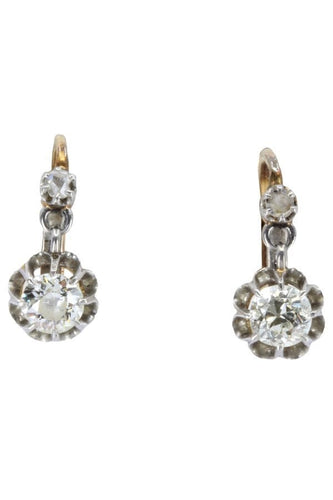 Boucles d'oreilles DORMEUSES ANCIENNES DIAMANTS 0.30 CARAT 58 Facettes 054361