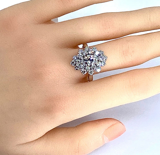 Bague 61 Bague de fiançailles Or blanc Diamants 58 Facettes AB223