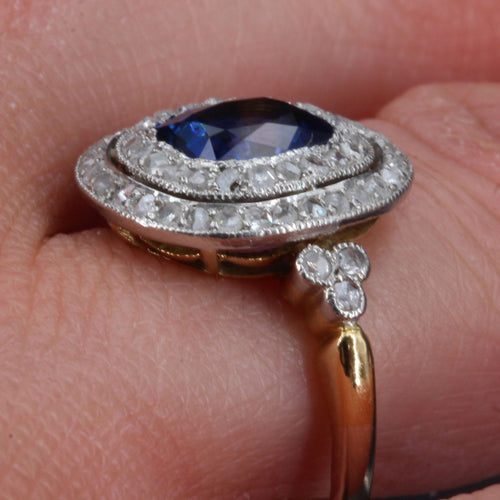 Bague 53 Bague saphir et diamants double rang ancienne 58 Facettes 21-151-53