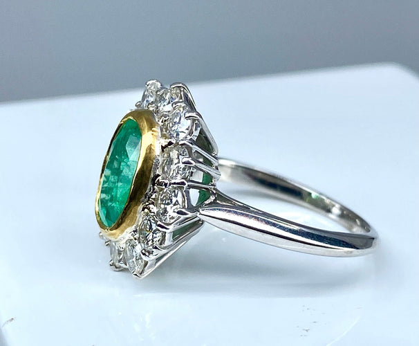Bague 51 Bague marguerite Emeraude Diamants 58 Facettes AB203