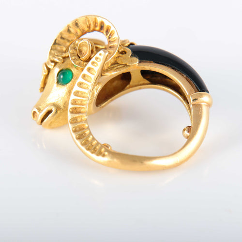 Bague 51 Bague tête de bélier en or jaune 58 Facettes