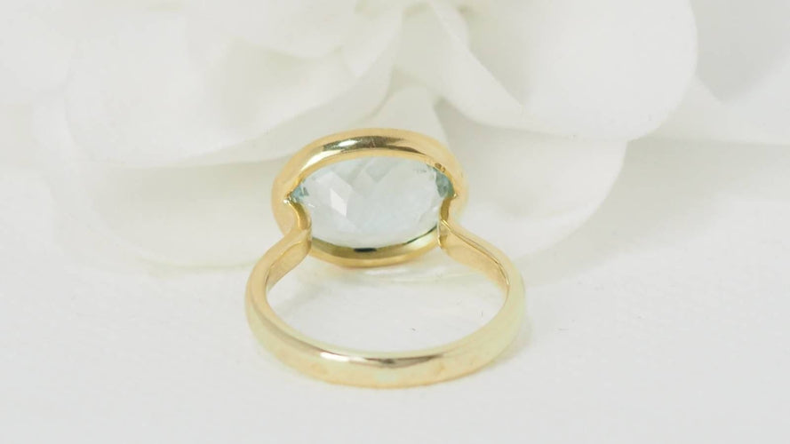Bague 54 Bague Or jaune Aigue-marine 58 Facettes 31972