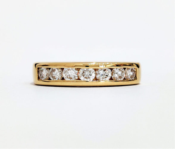 Bague 52 Demi-alliance diamants or jaune 58 Facettes 1-877/12