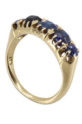 Bague BAGUE ANCIENNE JARRETIÈRE SAPHIRS 58 Facettes 055321