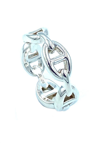 Bague HERMÈS. Bague Chaîne d’ancre déchaînée argent 58 Facettes