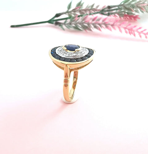 Bague 57.5 Bague Saphirs et Diamants Or 18 K 58 Facettes AA 1629