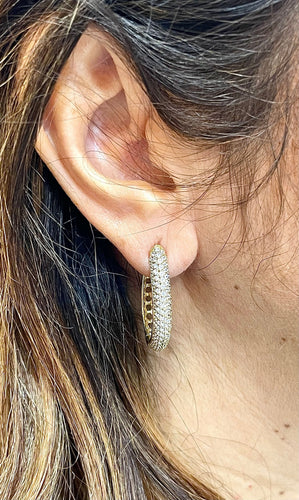 Boucles d'oreilles Créoles en or jaune, diamants synthétiques 58 Facettes