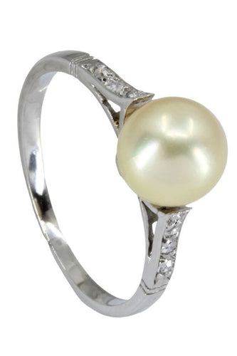 Bague 53 BAGUE PERLE ET DIAMANTS 58 Facettes 047891