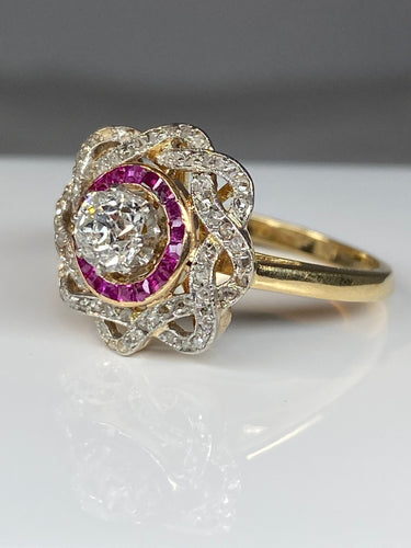 Bague Bague diamants et rubis 58 Facettes