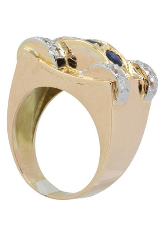 Bague BAGUE TANK SAPHIRS ET DIAMANTS 58 Facettes 041991